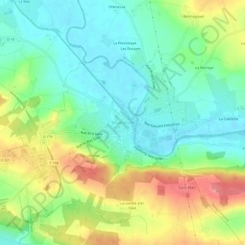 Topografische Karte Malestroit, Höhe, Relief
