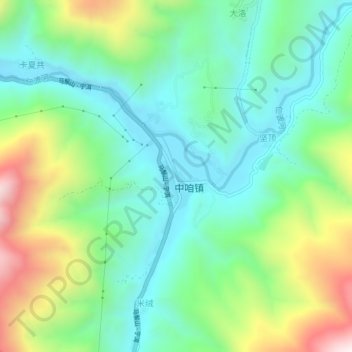 Topografische Karte 中咱, Höhe, Relief