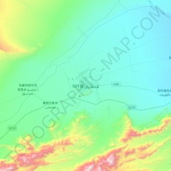 Topografische Karte 乌什县, Höhe, Relief