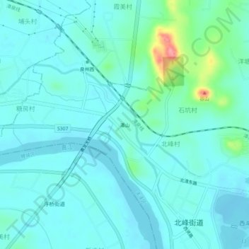 Topografische Karte 潘山, Höhe, Relief