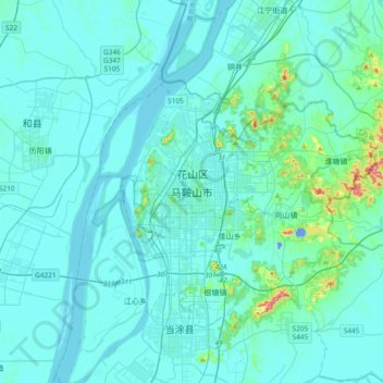 Topografische Karte 马鞍山市, Höhe, Relief