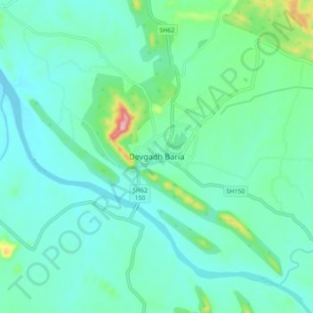 Topografische Karte Devgadh Baria, Höhe, Relief