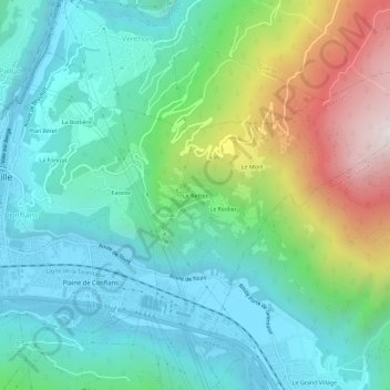 Topografische Karte Le Bettex, Höhe, Relief