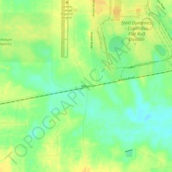 Topografische Karte Billups, Höhe, Relief