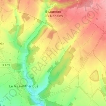 Topografische Karte Les Landes, Höhe, Relief