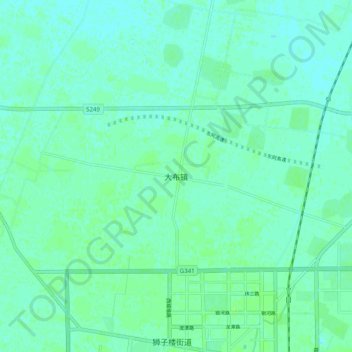 Topografische Karte 大布镇, Höhe, Relief