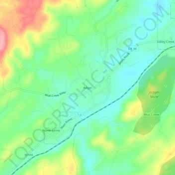 Topografische Karte Adger, Höhe, Relief