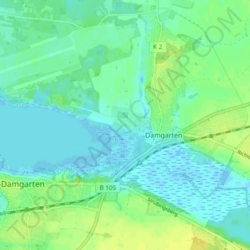 Topografische Karte Pütnitz, Höhe, Relief