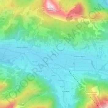 Topografische Karte Berg, Höhe, Relief