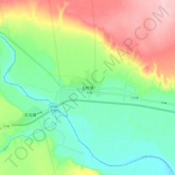 Topografische Karte 王桥镇, Höhe, Relief