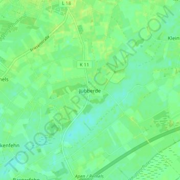 Topografische Karte Jübberde, Höhe, Relief