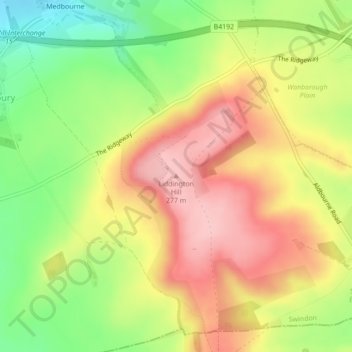 Topografische Karte Liddington Hill, Höhe, Relief