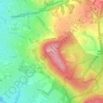 Topografische Karte Stuckenberg, Höhe, Relief