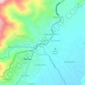 Topografische Karte TAKURIK, Höhe, Relief
