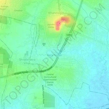 Topografische Karte Rajiv Nagar, Höhe, Relief