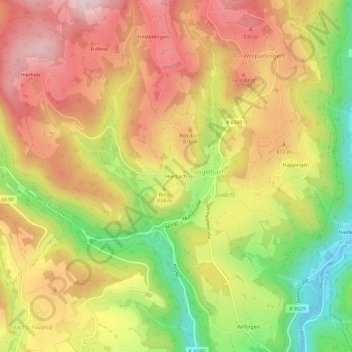 Topografische Karte Hierbach, Höhe, Relief