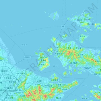 Topografische Karte 册子岛, Höhe, Relief