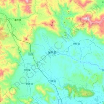 Topografische Karte 保亭县, Höhe, Relief