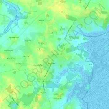 Topografische Karte Le Brunet, Höhe, Relief
