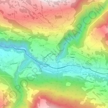 Topografische Karte Luzein, Höhe, Relief