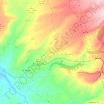 Topografische Karte Isona, Höhe, Relief