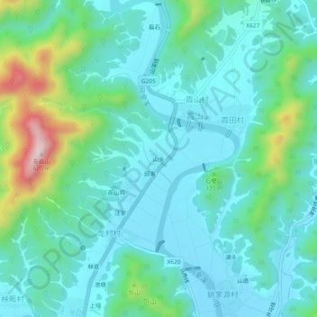 Topografische Karte 山头, Höhe, Relief