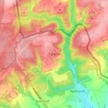 Topografische Karte Parette, Höhe, Relief
