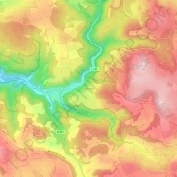 Topografische Karte Uhenfels, Höhe, Relief