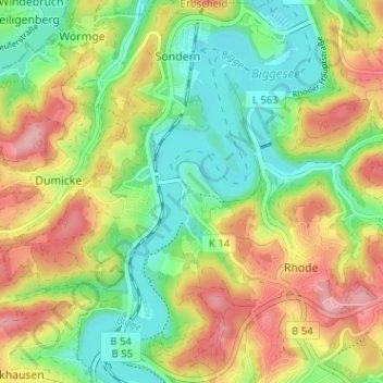 Topografische Karte Stade, Höhe, Relief
