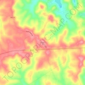 Topografische Karte Roach, Höhe, Relief