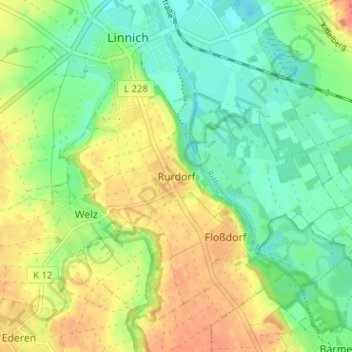 Topografische Karte Rurdorf, Höhe, Relief