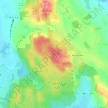 Topografische Karte Scheelsberg, Höhe, Relief