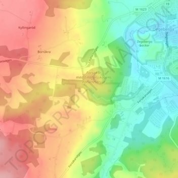 Topografische Karte Forsakar Vattenfall, Höhe, Relief