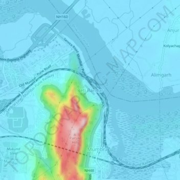 Topografische Karte Reti Bandar, Höhe, Relief