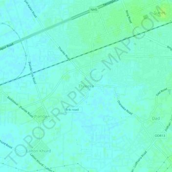 Topografische Karte Threeke, Höhe, Relief