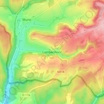 Topografische Karte Lambermont, Höhe, Relief