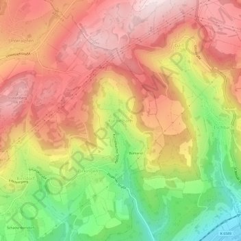 Topografische Karte Kuchelbach, Höhe, Relief
