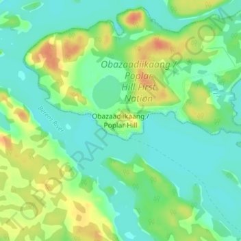 Topografische Karte Poplar Hill, Höhe, Relief