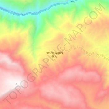 Topografische Karte 大安彝族纳西族乡, Höhe, Relief