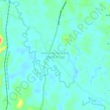 Topografische Karte Kampung Simpang Tebing Tinggi, Höhe, Relief