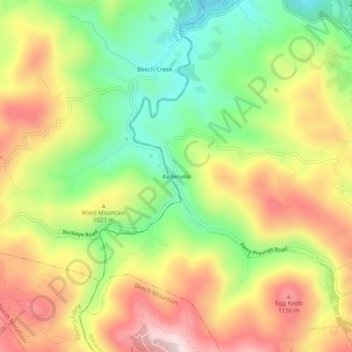 Topografische Karte Kellerville, Höhe, Relief