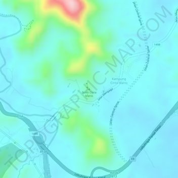Topografische Karte Bukit Cinta Manis, Höhe, Relief