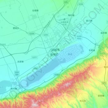 Topografische Karte 盐湖区, Höhe, Relief