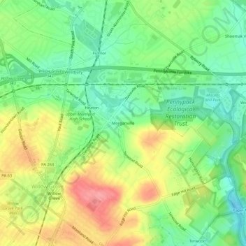 Topografische Karte Morganville, Höhe, Relief