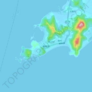 Topografische Karte 闸坡镇, Höhe, Relief