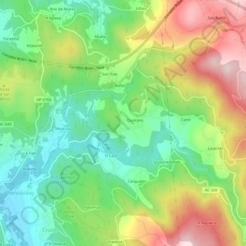 Topografische Karte Béxeres, Höhe, Relief