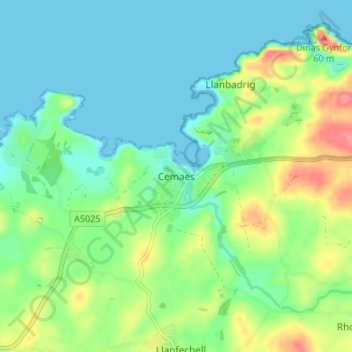 Topografische Karte Cemaes, Höhe, Relief