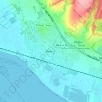 Topografische Karte Brough, Höhe, Relief