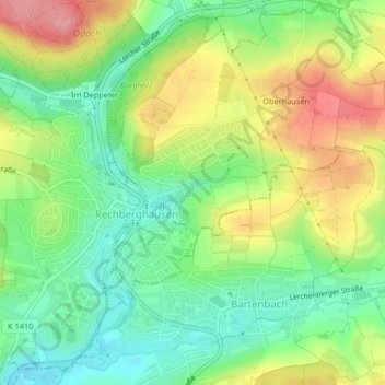 Topografische Karte Schinder, Höhe, Relief