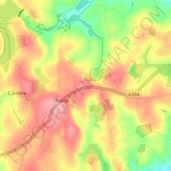 Topografische Karte Hernis, Höhe, Relief